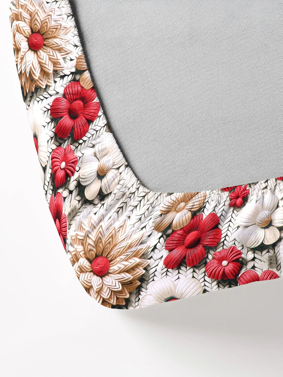 Premium Red Coffee Flower Cotton King Fitted (Elastic) 7D Digital 1 Bedsheet with 2 Pillow Covers