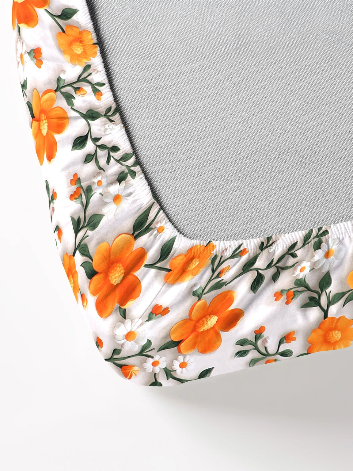 Sun Flower Cotton King Fitted (Elastic) 7D Digital 1 Bedsheet with 2 Pillow Covers