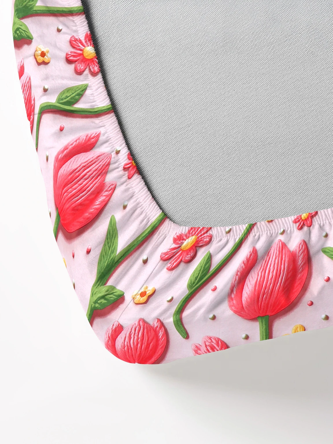 Premium Pink Lotus Cotton King Fitted (Elastic) 7D Digital 1 Bedsheet with 2 Pillow Covers