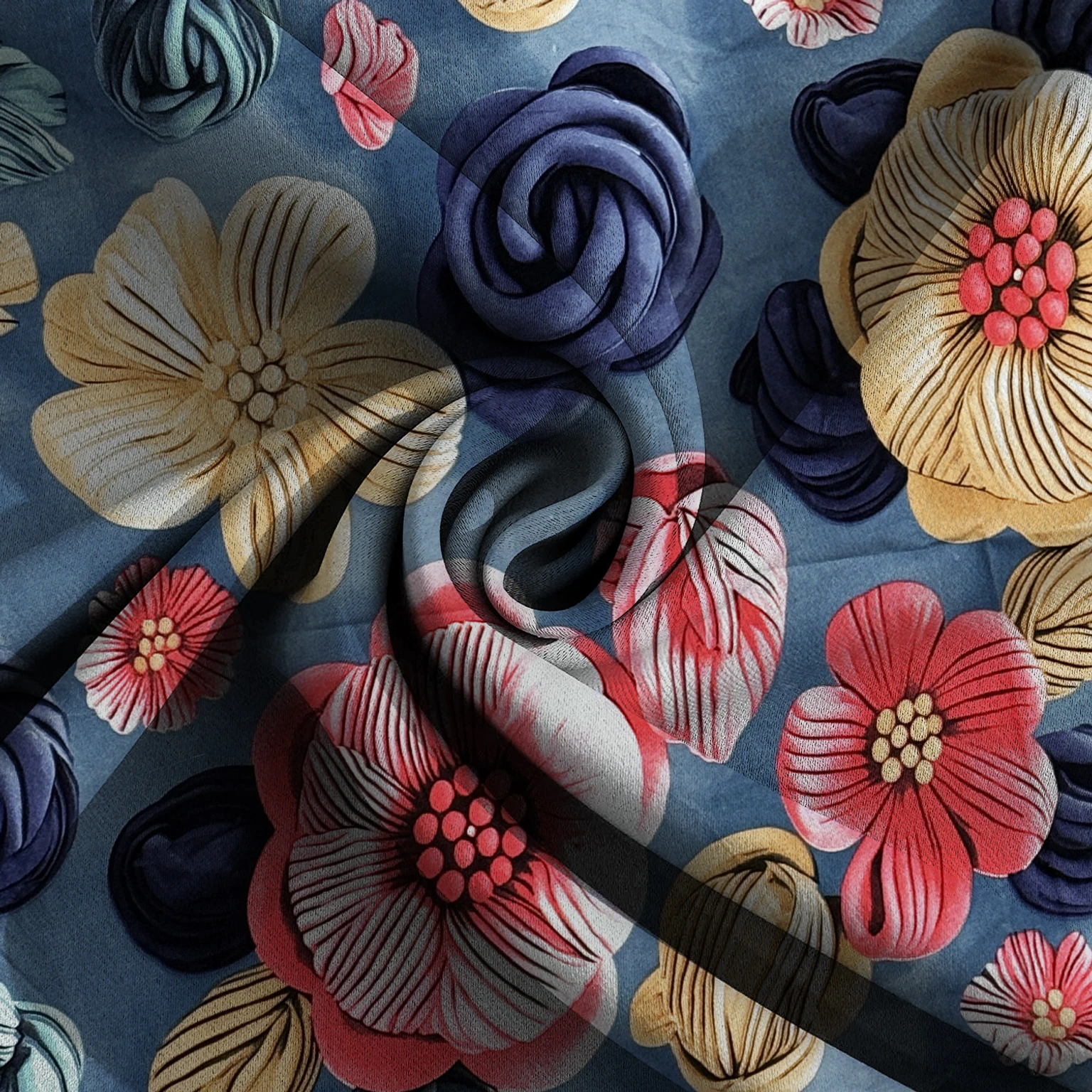 Premium Purple Cotton King Fitted (Elastic) 7D Digital 1 Bedsheet with 2 Pillow Covers