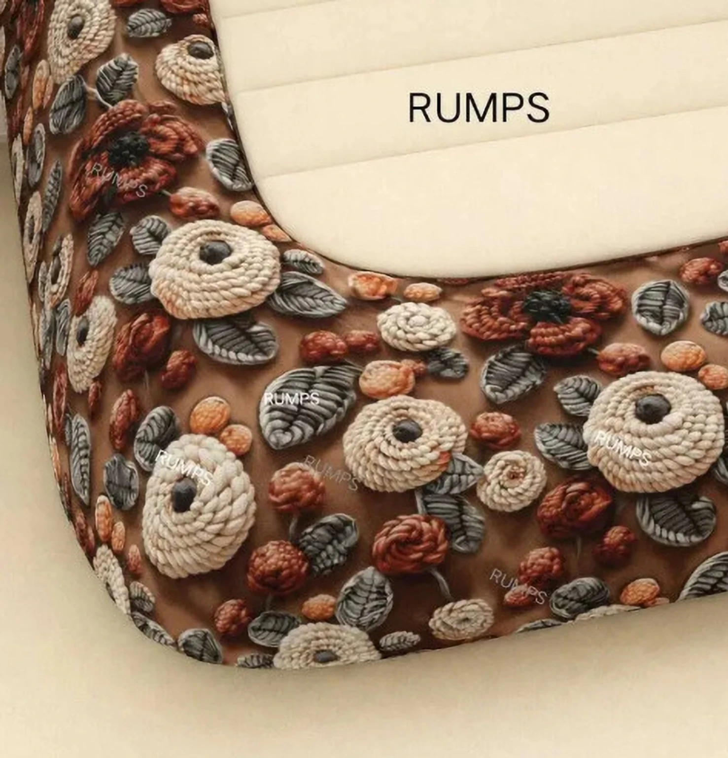 Premium Brown Coffee Cotton King Fitted (Elastic) 7D Digital 1 Bedsheet with 2 Pillow Covers