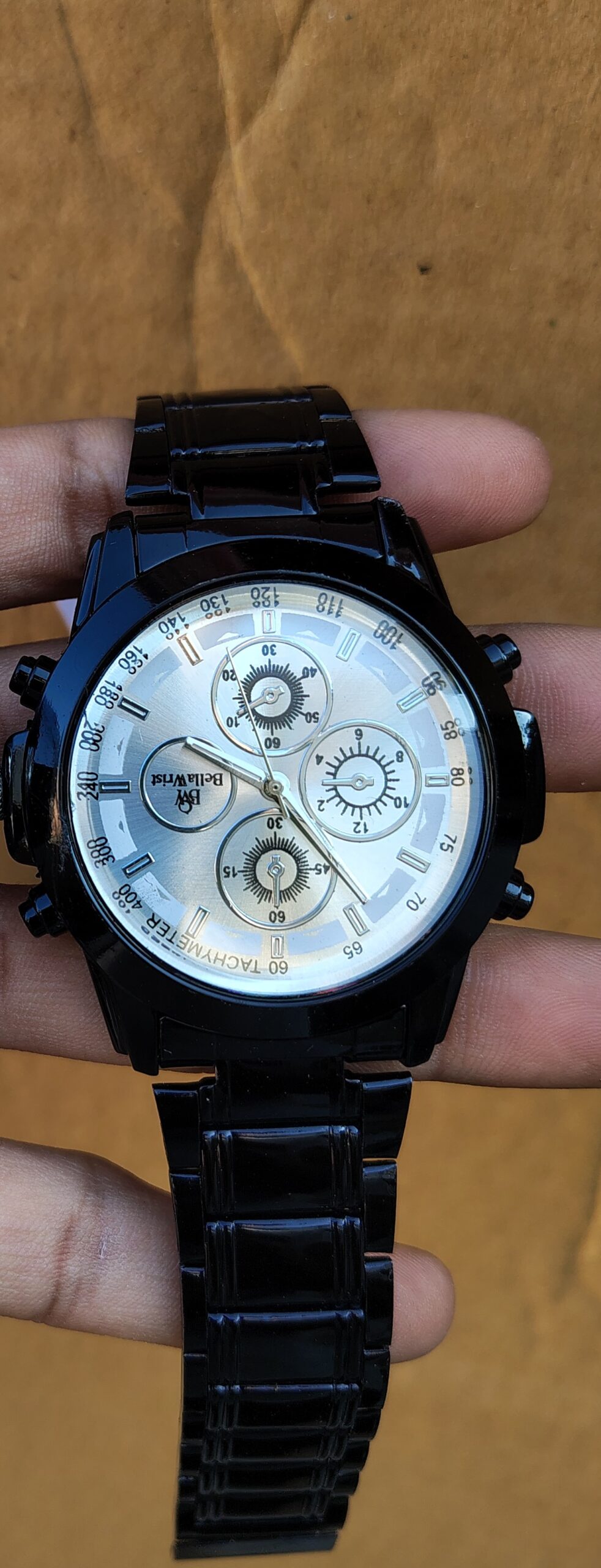 Black Classic Steel Chronograph Watch