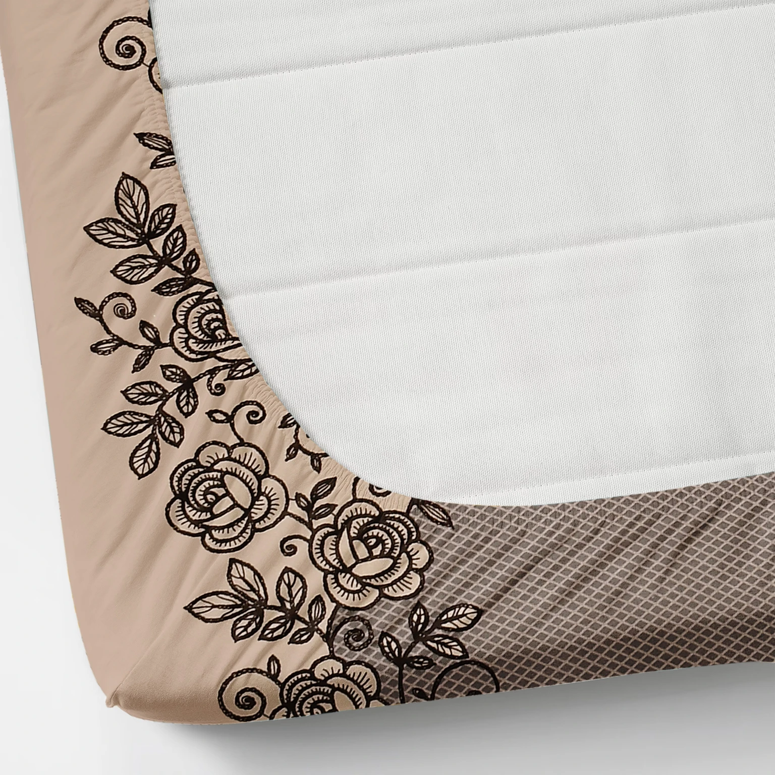 Soft Cotton King Double Fitted Bedsheet 90x100 In with 2 Pillow Covers 18x28 In