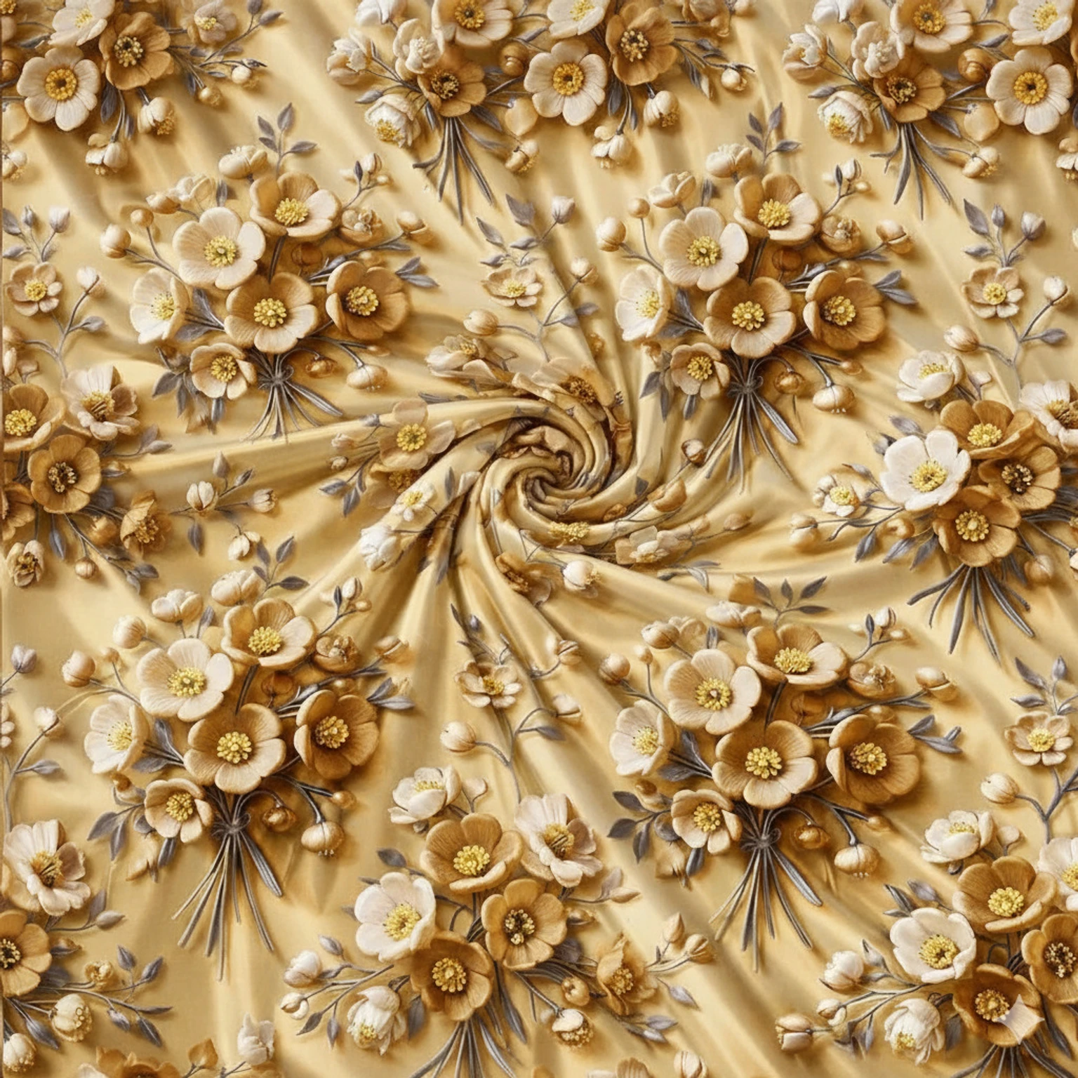 Premium Gold Cotton King Fitted (Elastic) 7D Digital 1 Bedsheet with 2 Pillow Covers