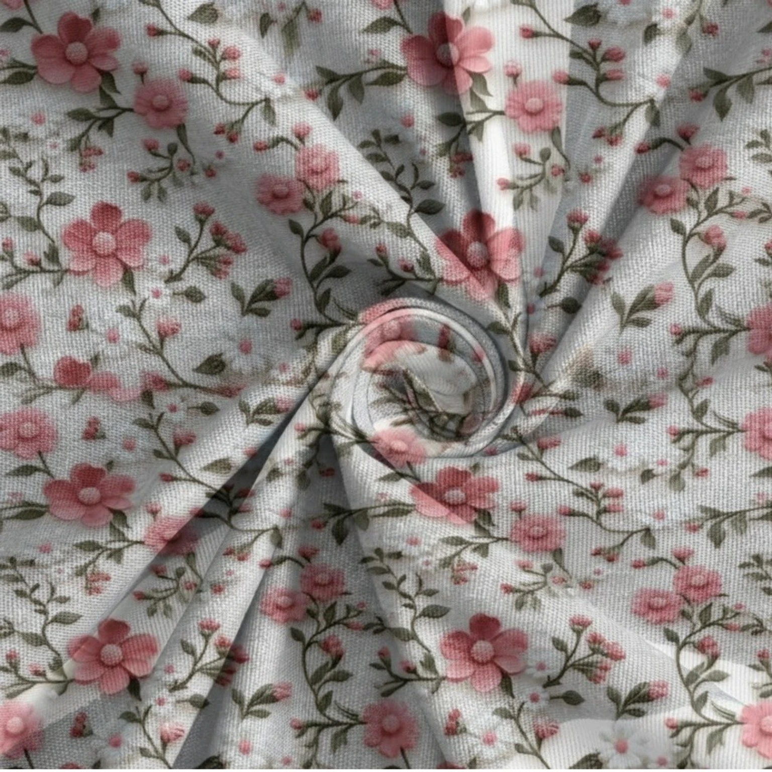 Premium Pink Flower Cotton King Fitted (Elastic) 7D Digital 1 Bedsheet with 2 Pillow Covers