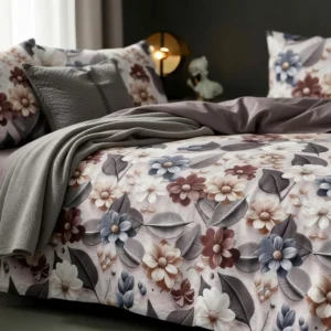 Premium Cotton King Fitted (Elastic) 7D Digital 1 Bedsheet with 2 Pillow Covers